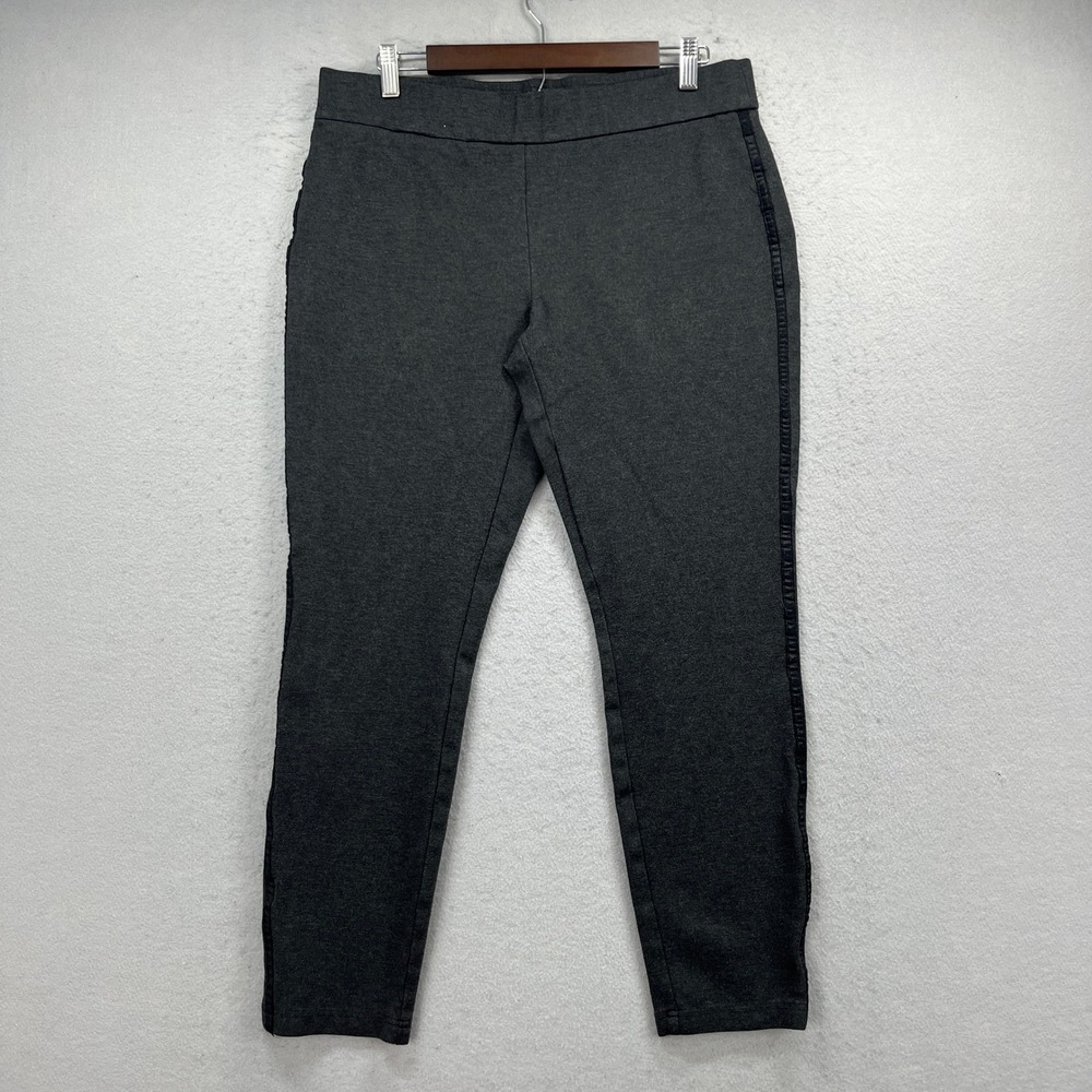Renuar Pants Womens 10 Gray Pull On Ankle Ponte Knit Stretch Work Trousers